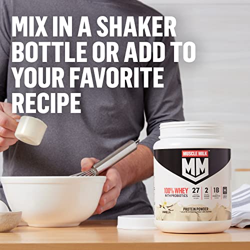 Muscle Milk 100% Whey With Probiotics Protein Powder, Vanilla, 1.85 Pound, 23 Servings Muscle Milk uk supplements