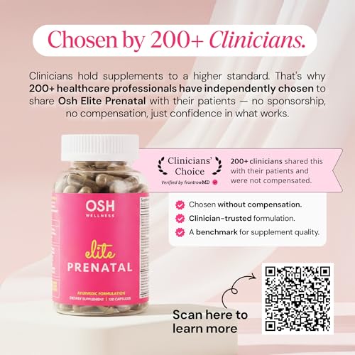 Ayurvedic Elite Prenatal Vitamins with Folate, Choline, Iron, Iodine & more | Made in USA | Optimal Bioavailability | Supports Baby's Growth and Brain Development | 30 Day Supply - OSH Wellness Freshly Moms uk supplements