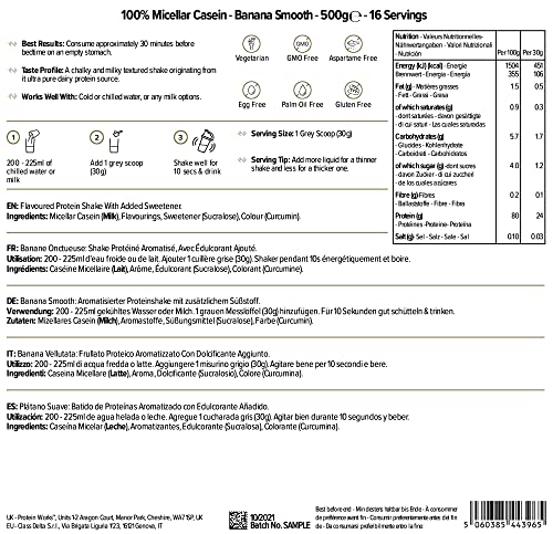 Protein Works 100% Micellar Casein Protein Powder | Slow Release Protein Shake | Amino Acids Protein Works uk supplements