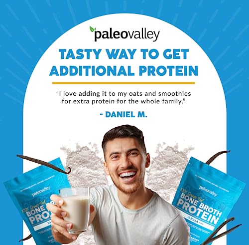 Paleovalley 100% Grass Fed Bone Broth Protein Powder - Vanilla - Rich in Collagen for Hair Paleovalley uk supplements