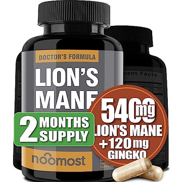 NooMost Organic Lions Mane Supplement Capsules 5400mg, Ginkgo Biloba 120mg NooMost uk supplements
