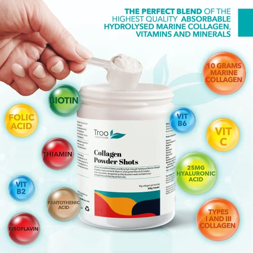 Hydrolysed Marine Collagen Peptides Powder Enhanced with Essential Vitamins 300g Troo Health Care uk supplements