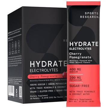 Sports Research Hydrate Electrolytes Powder Packets - Sugar-Free & Naturally Flavored Sports Research uk supplements