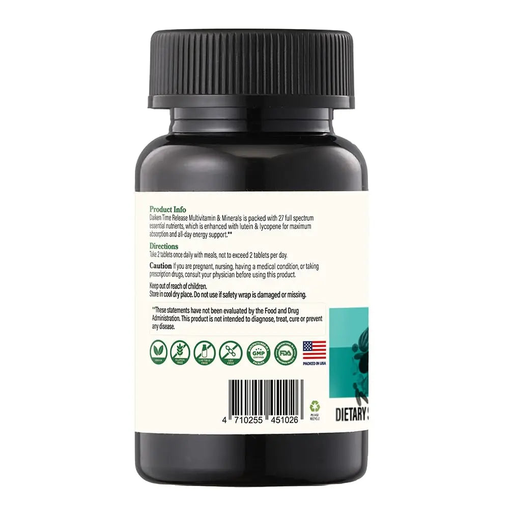 DAIKEN Mini Multivitamin, 60 Tablets, Enhanced with Lutein, Lycopene & Folic Acid, Time Released Multivitamin DAIKEN uk supplements