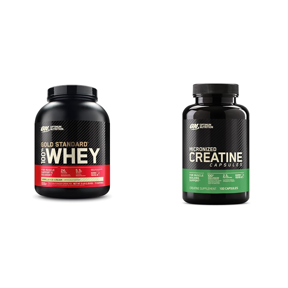 Optimum Nutrition Gold Standard 100% Whey Protein Powder, Vanilla Ice Cream & Microniz Optimum Nutrition uk supplements
