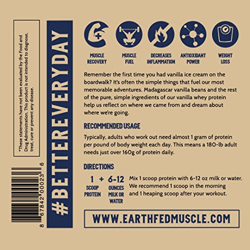 Earth Fed Muscle Whey Back Vanilla Truly Grass Fed Whey 2lb - No Fillers, Flow Agents Earth Fed Muscle uk supplements