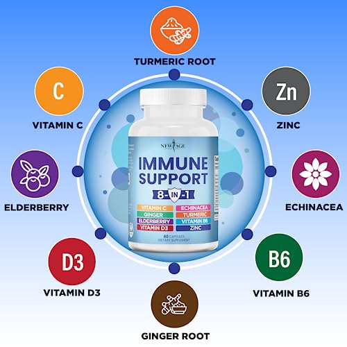 NEW AGE 8 in 1 Immune Support Booster Supplement with Echinacea, Vitamin C and Zinc NEW AGE uk supplements