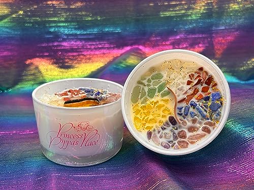 Princess Pippa's Place Healing Candles with Crystals Inside- Natural Soy Wax 7 Stones Crystal Candle Jar Msupps.com uk supplements
