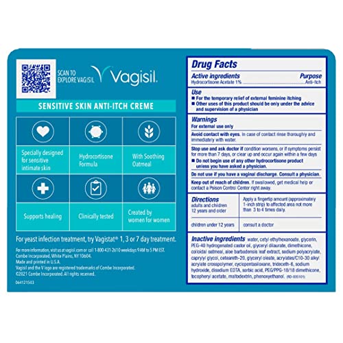 Vagisil Maximum Strength Feminine Anti-Itch Cream for Women, Sensitive Skin Formula with Hydrocortisone Vagisil uk supplements