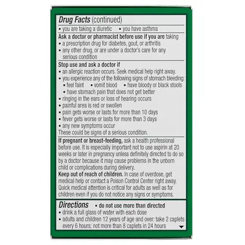 Excedrin Extra Strength Caplets for Headache Pain Relief, Acetaminophen 250mg, Aspirin 250mg, Caffeine 65mg, Pain Reliever, 24 count Excedrin uk supplements