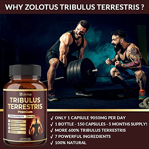 Tribulus Terrestris Supplement for Men & Women, 9050mg Per Capsule, 5-Month Supply Zolotus uk supplements