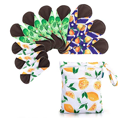 Teamoy 10pcs Cloth Panty Liners, Reusable Sanitary Pads with Wet Bag, Washable Cloth Menstrual Pads Teamoy uk supplements