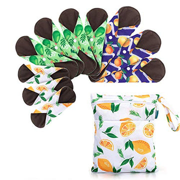 Teamoy 10pcs Cloth Panty Liners, Reusable Sanitary Pads with Wet Bag, Washable Cloth Menstrual Pads Teamoy uk supplements