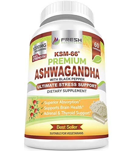 FRESH HEALTHCARE Ashwagandha Capsules KSM 66-1200mg Pure and Potent FRESH HEALTHCARE uk supplements
