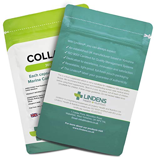 Lindens Collagen (Marine) 400mg Capsules 360 Pack - UK Manufacturer, Letterbox Friendly Lindens uk supplements