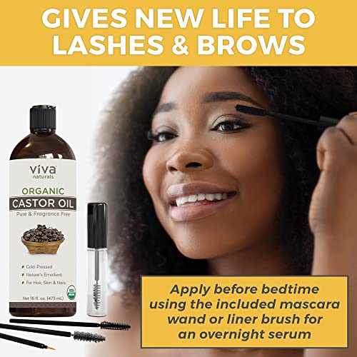 Viva Naturals Organic Castor Oil, 16 fl oz - Cold Pressed Castor Oil for Skin, Hair and Lashes - Traditionally Viva Naturals uk supplements