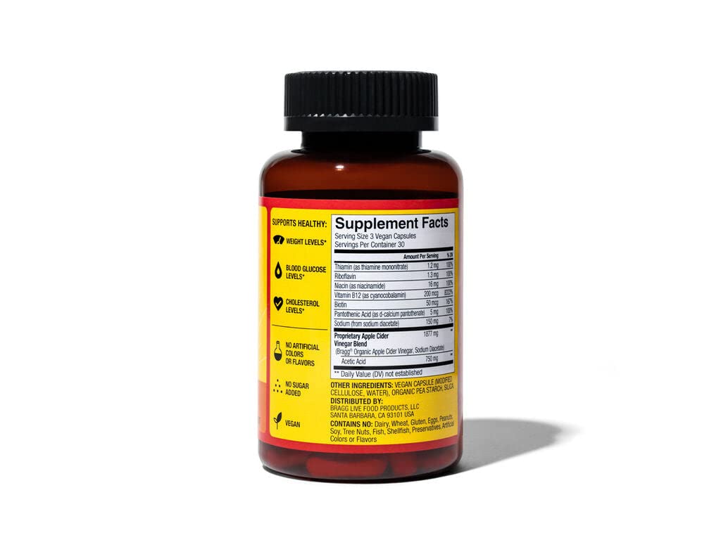 Bragg Apple Cider Vinegar True Energy Capsules – 6 B Vitamins – Caffeine Free Bragg uk supplements
