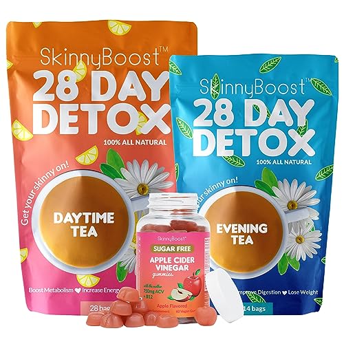 SkinnyBoost - Detox Tea Power Kit-1 - Daytime Tea (28 Bags) 1 Evening Detox Tea (14 Bags) SkinnyBoost uk supplements