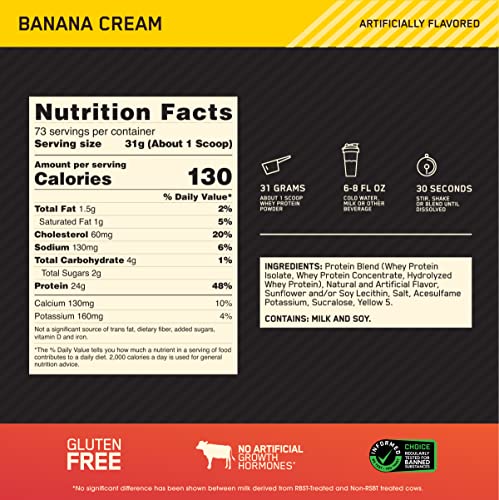 Optimum Nutrition Gold Standard 100% Whey Protein Powder, Banana Cream, 5 Pound Optimum Nutrition uk supplements