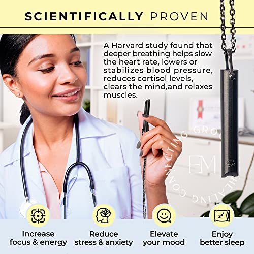 Mindful Breathing Necklace for Anxiety Stress Relief - Earth and Moon Stainless Steel Anxiety EARTH AND MOON uk supplements