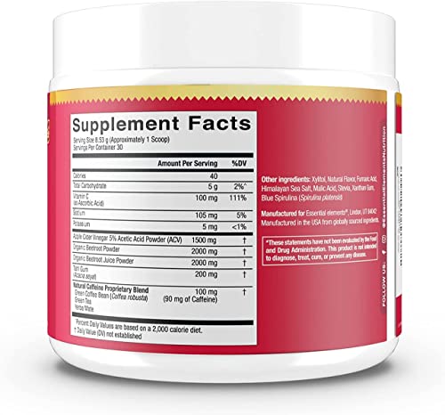 Essential Elements PreWorkout Powder with Beet Root & ACV | Superfood Energy Supplement Essential Elements uk supplements