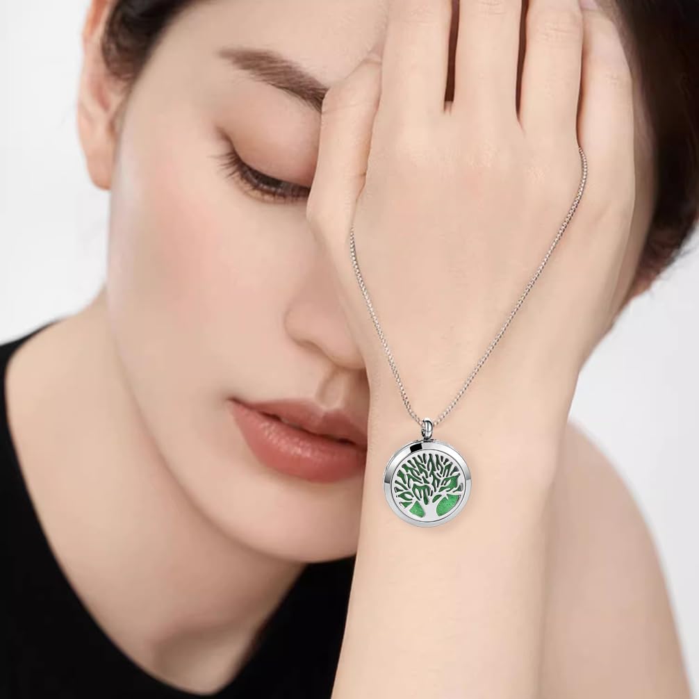 Aromatherapy Essential Oil Diffuser Necklace Tree of Life Cloud Design Stainless Steel Locket JEAN SMILE uk supplements