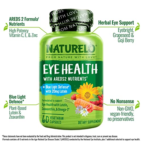 NATURELO Eye Vitamins - AREDS 2 Formula Nutrients with Lutein, Zeaxan NATURELO uk supplements