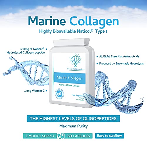 Marine Collagen 600mg 60 Capsules - Highly Bioavailable Naticol® Type 1 swiss bioenergetics uk supplements