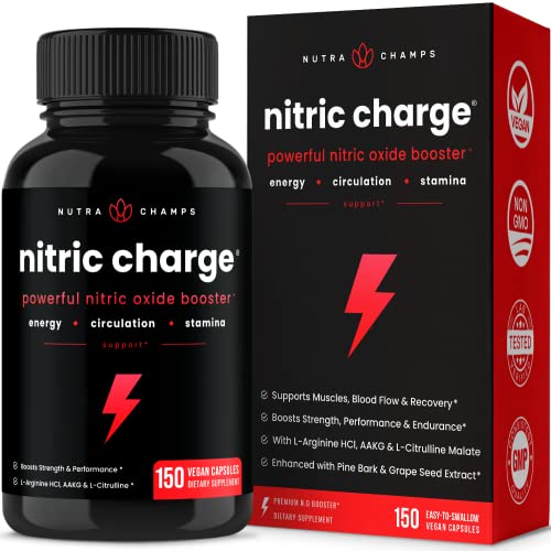 Nitric Oxide Supplement | L-Arginine, L Citrulline Malate, AAKG, Pine Bark, Grape Seed NutraChamps uk supplements