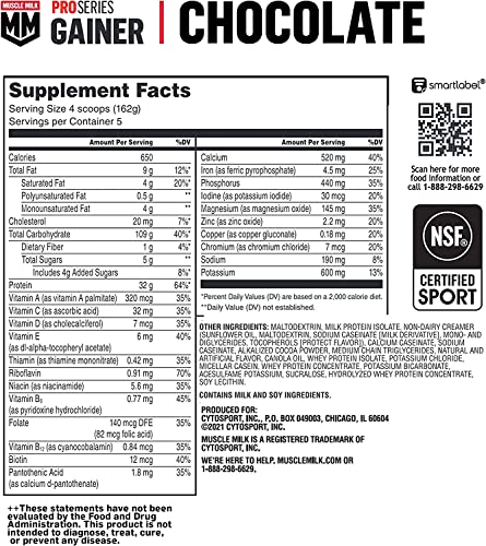 Muscle Milk Gainer Protein Powder, Chocolate, 32g Protein, 5 Pound Muscle Milk uk supplements