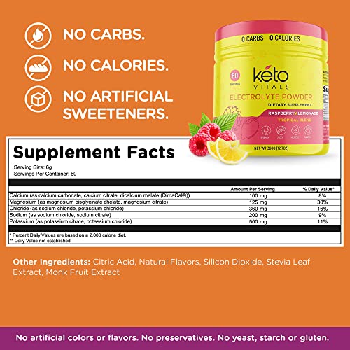 Keto Vitals Electrolytes Powder - Sugar Free Keto Electrolytes Powder with Potassium Keto Vitals uk supplements