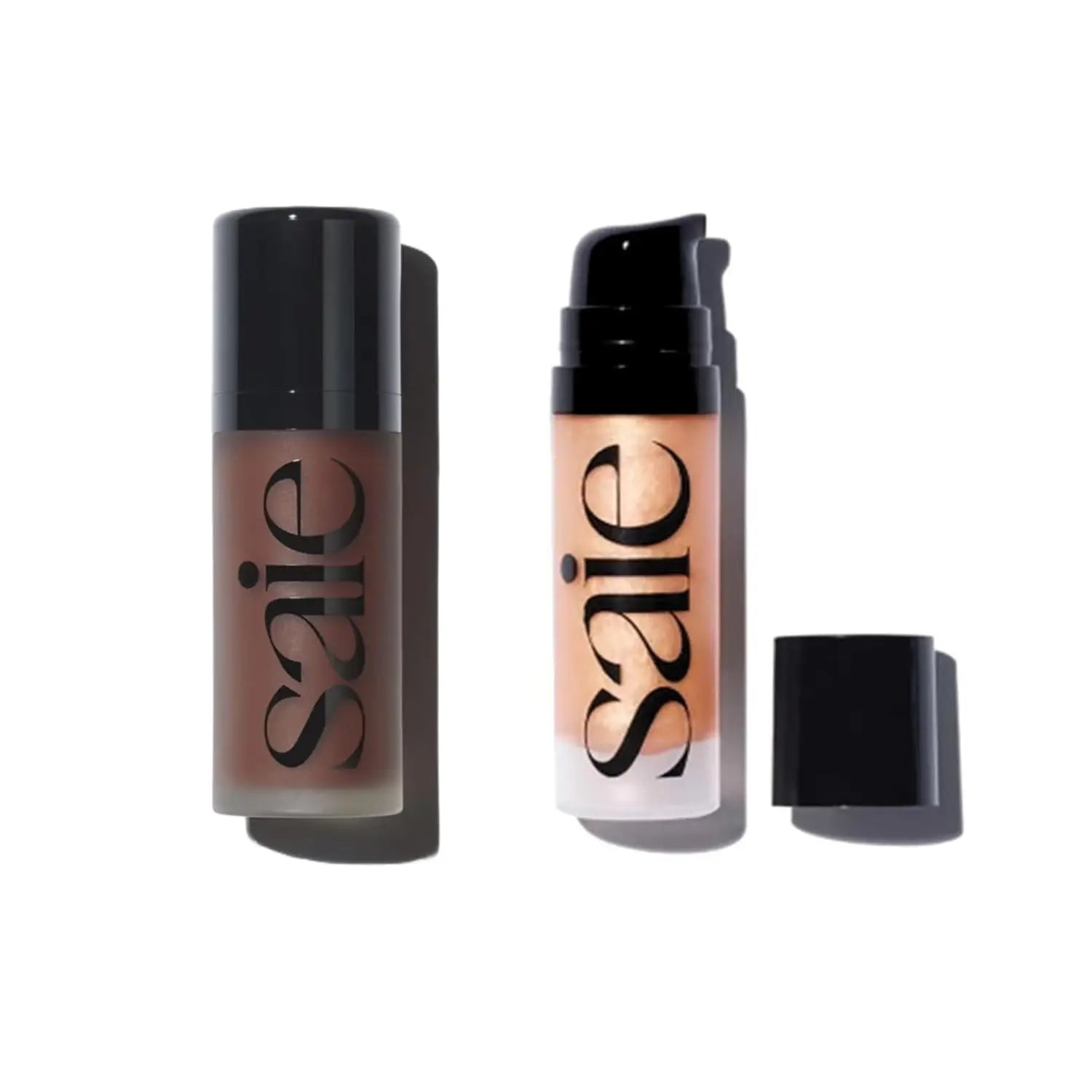 Saie Radiant Glow Duo - Dew Bronze Soft-Focus Liquid Bronzer in Sail (0.4 oz) & Mini Glowy Super Gel Lightweight Illuminator in Sunglow (0.5 oz), Hydrating Makeup Essentials for a Sun-Kissed Glow Saie uk supplements