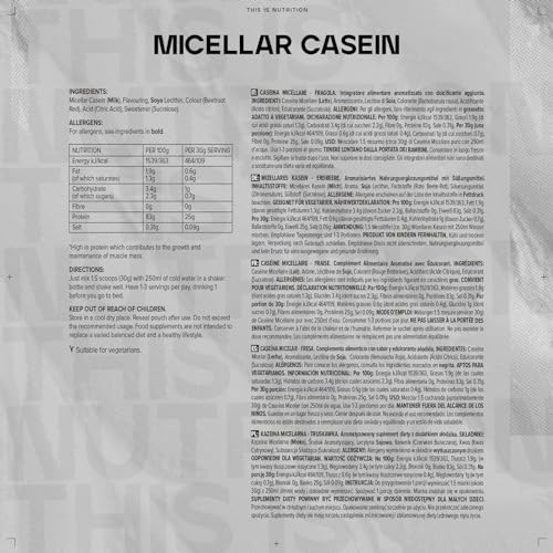 Bulk Micellar Casein Protein Powder, Protein Shake, Strawberry, 500 g, Packaging May Vary Bulk uk supplements