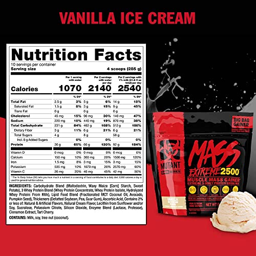 Mutant Mass Extreme Gainer Whey Protein Powder, Build Muscle Size & Strength with High Mutant uk supplements
