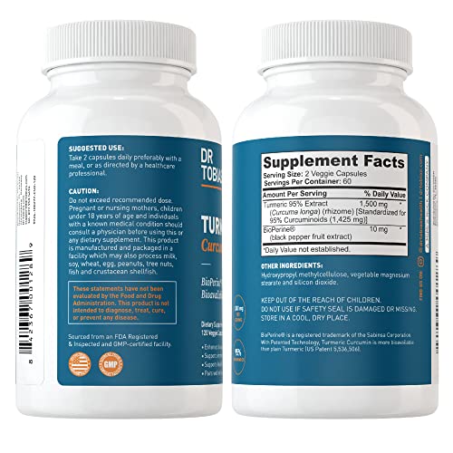 Dr. Tobias Turmeric Curcumin Supplement with BioPerine & Black Pepper, Extra Strength Dr. Tobias uk supplements