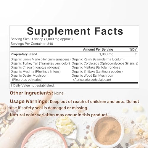 Organic Mushroom Powder Supplement, 12oz – 10 in 1 Active Blend – Turkey Tail, Lions Mane DEAL SUPPLEMENT uk supplements