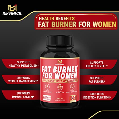 Fat Burner for Women, 9-in-1 Powerful Blend of Apple Cider Vinegar, Green Tea, Garcinia Cambogia BMVINVOL uk supplements