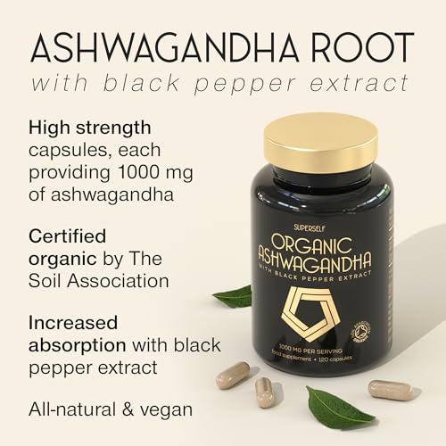 Organic Ashwagandha High Strength - 1000mg Ashwagandha Capsules - Pure Ashwagand SuperSelf uk supplements
