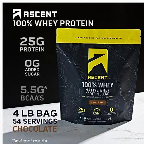 Ascent 100% Whey Protein Powder - Post Workout Whey Protein Isolate, Zero Artificial Flavors & Sweeteners Ascent uk supplements