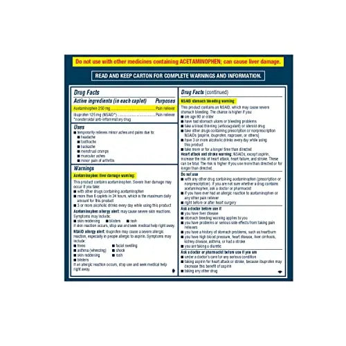 Advil Dual Action Coated Caplets, 125 Mg Ibuprofen and 250 Mg Acetaminophen per Dose (2 Dose Equivalent) for 8 Hour Pain Relief - 216 Count Advil uk supplements