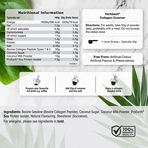 Collagen Creamer for Coffee | Vanilla Flavour | Type 1 & 3 Collagen Peptides Horbäach uk supplements
