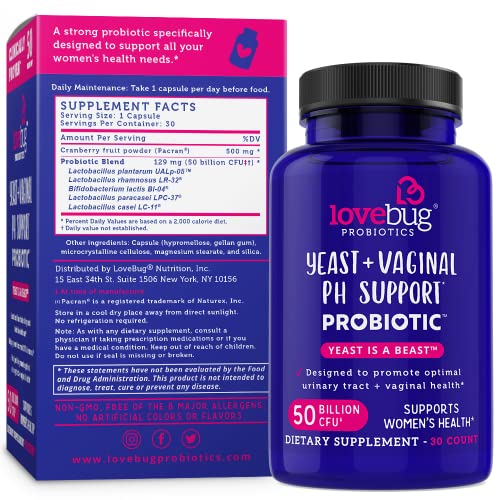 Lovebug Yeast + Vaginal pH Support | Clinically Studied Ingredients for Yeast & UTIs lovebug PROBIOTICS uk supplements
