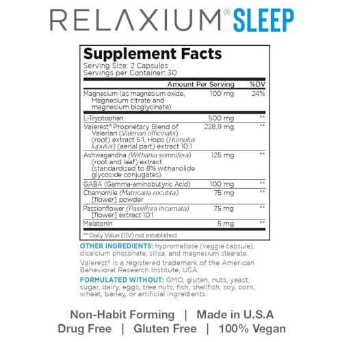 Relaxium Sleep Aid, 30-Day Supply, Dietary Supplement, Better Sleep, Magnesium Relaxium uk supplements
