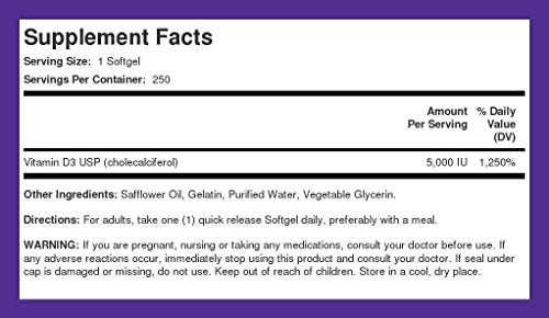 Piping Rock Vitamin D3 5000 IU | 250 Softgels | High Potency Supplement | Non-GMO Piping Rock uk supplements