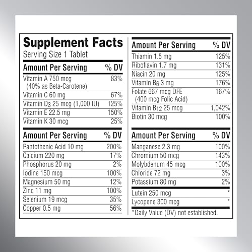 Centrum Silver Multivitamin for Adults 50 Plus, Multivitamin/Multimineral Supplement, Vitamin D3, B-Vitamins, Gluten Free Centrum uk supplements