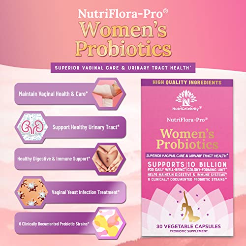 NutriCelebrity NutriFlora-Pro Probiotics for Women - Support Vaginal, Urinary Health (UTI) Nutricelebrity uk supplements