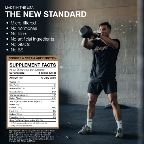 RAW Whey Isolate Protein Powder, Cookies N Cream - 100% Grass-Fed Sports Nutrition RAW uk supplements