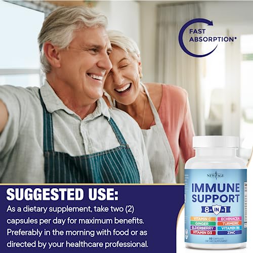 NEW AGE 8 in 1 Immune Support Booster Supplement with Echinacea, Vitamin C and Zinc NEW AGE uk supplements