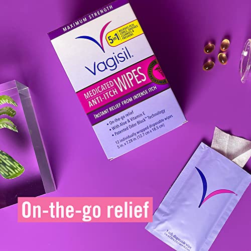 Vagisil Anti-Itch Medicated Feminine Intimate Wipes for Women, Maximum Strength, Gynecologist Tested Vagisil uk supplements