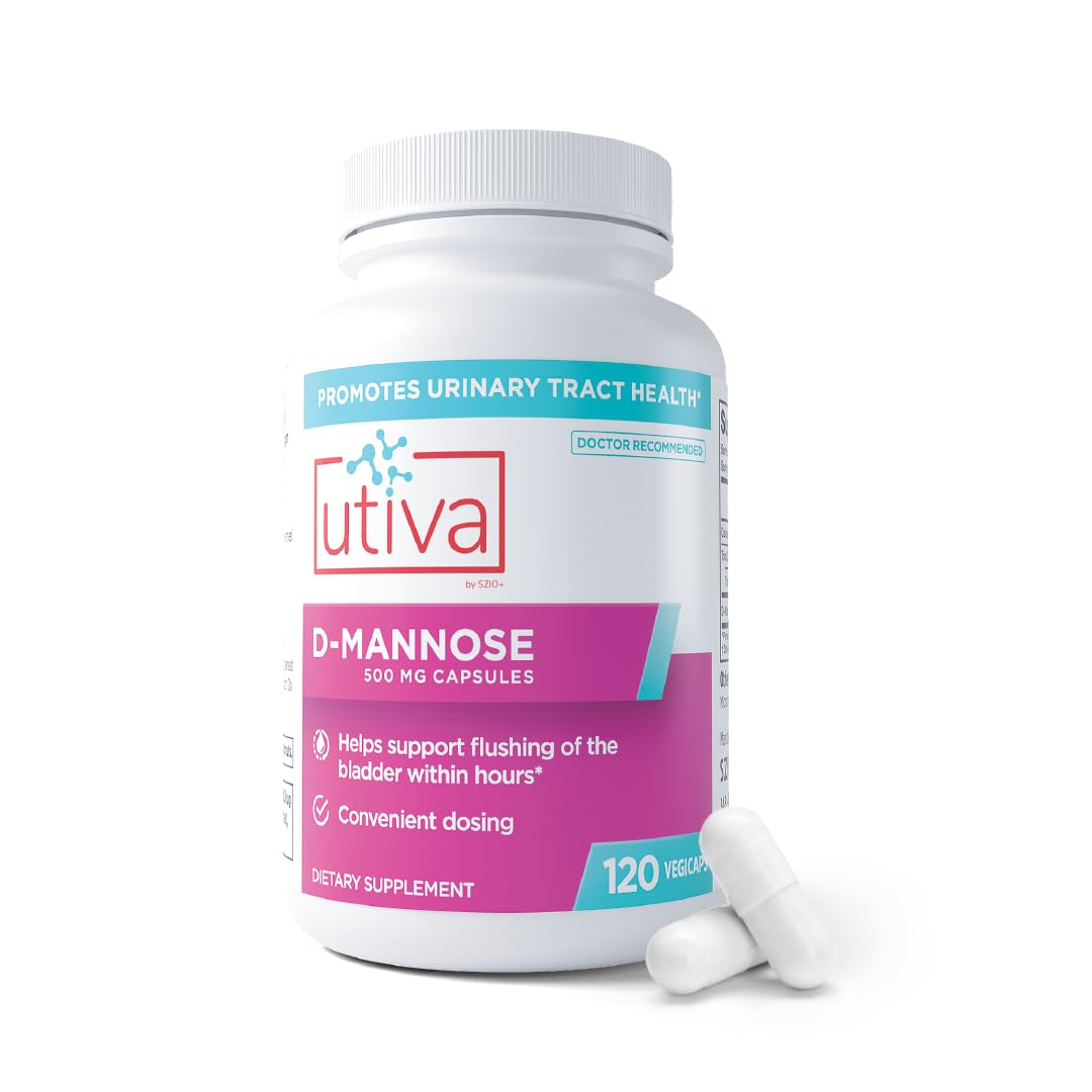 Szio+ Utiva D-Mannose 500mg Capsules – Naturally Flush The Bladder and Urinary Tract – UTI Avoidance – D Mannose Supplements for Women – Supports Urinary Tract Infection Treatments, 120 Capsules Szio+ uk supplements